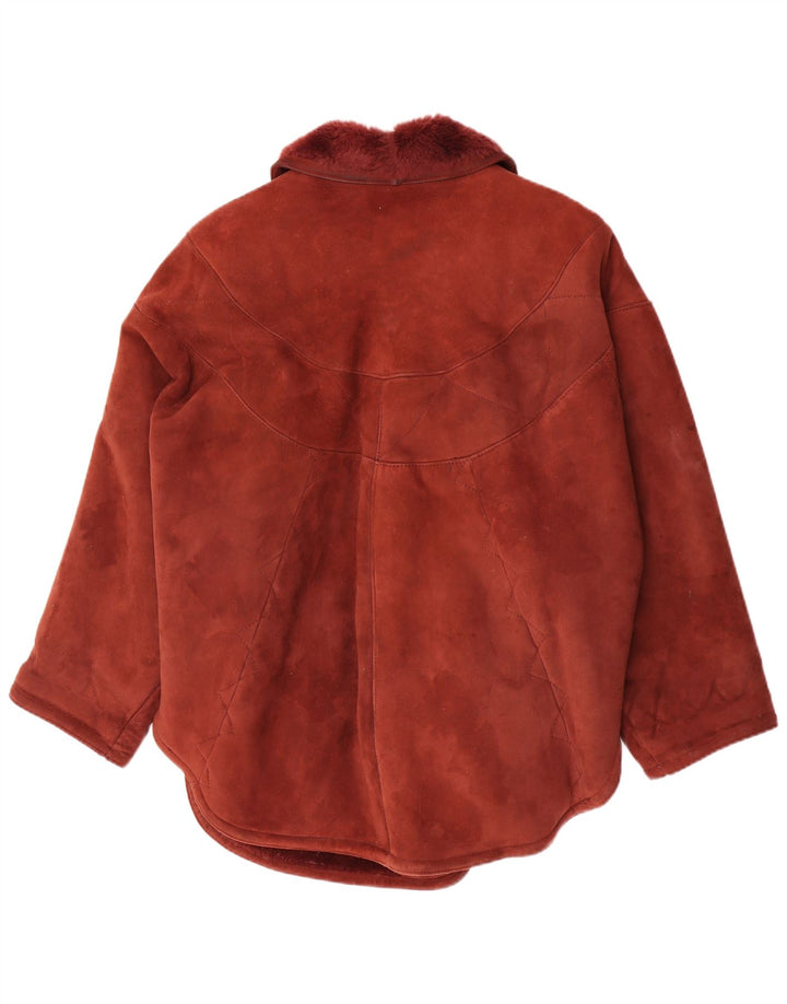 veste en peau de mouton femme vintage IT 42 Shearling bordeaux moyen