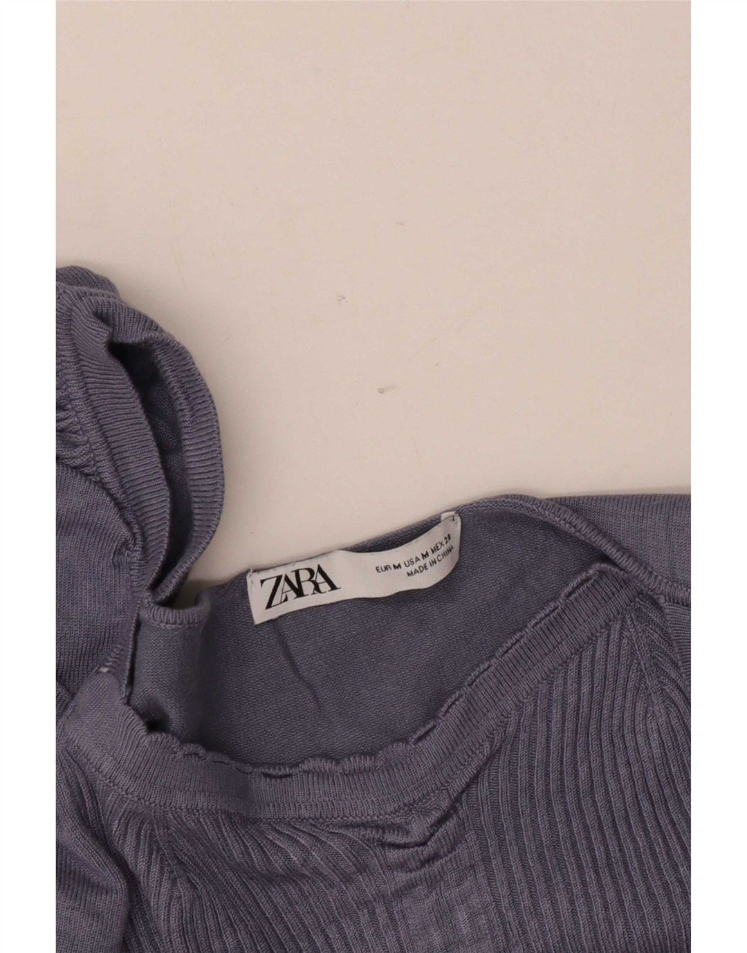 Zara Γυναικείο Crop Top Μακρυμάνικο UK 12 Medium Blue