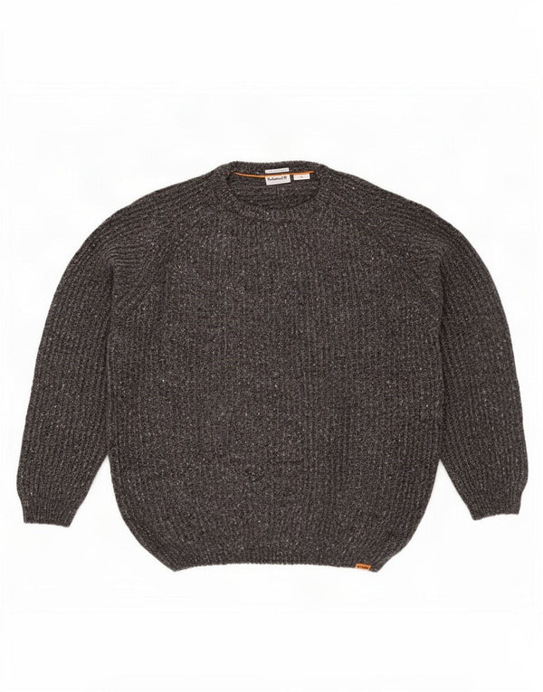 Timberland Mens Crew Neck Jumper Sweater Large Grey Flecked Wool