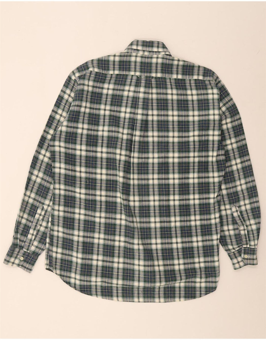 Vintage Mens Flannel Shirt Medium Green Check Cotton