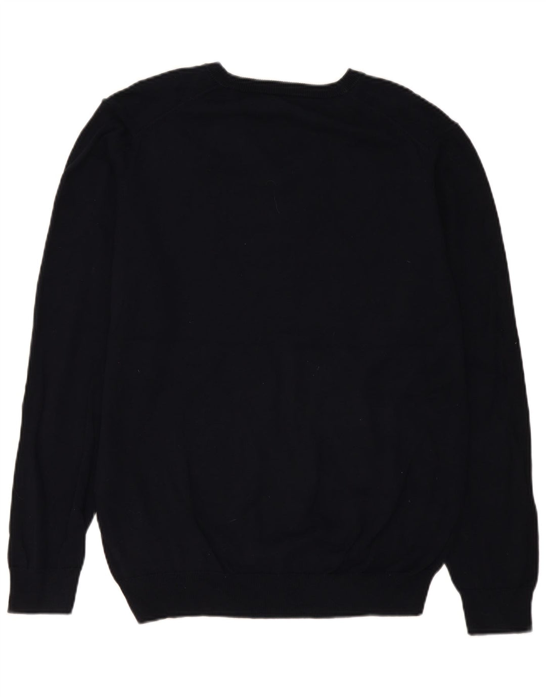 Gant Mens V-Neck Jumper Sweater Large Navy Blue Cotton