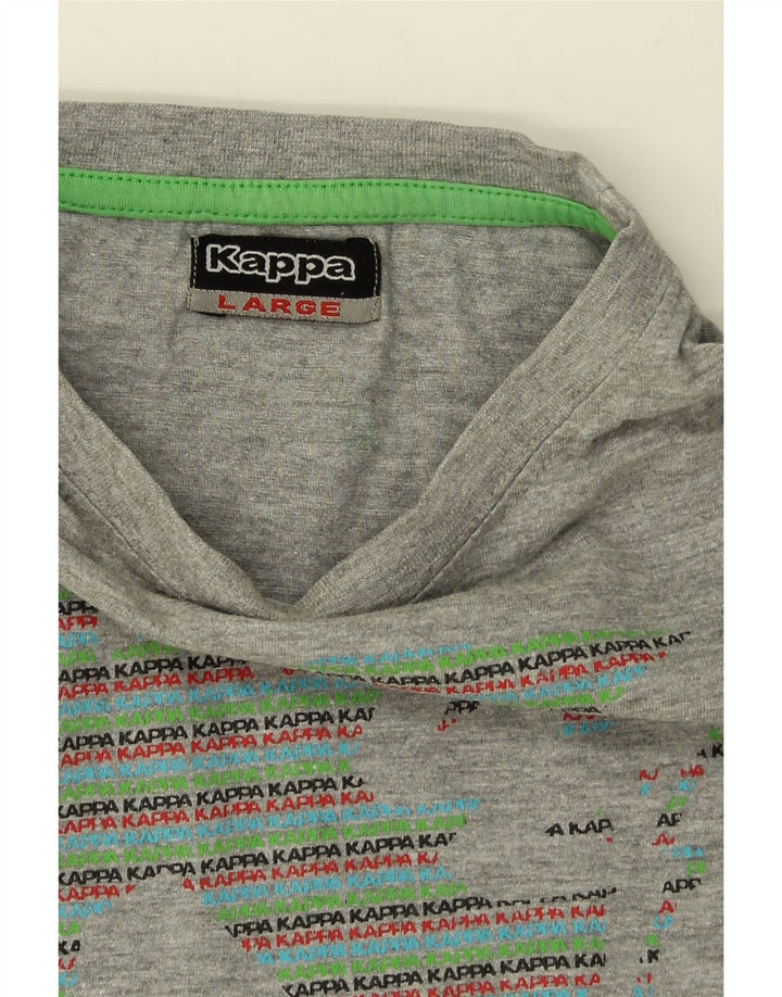 KAPPA Mens Graphic T-Shirt Top Large Grey Cotton Vintage Kappa and Second-Hand Kappa from Messina Hembry 