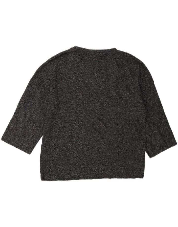 Zara Womens Oversized Top 3/4 Sleeve UK 10 Small Grey Spotted