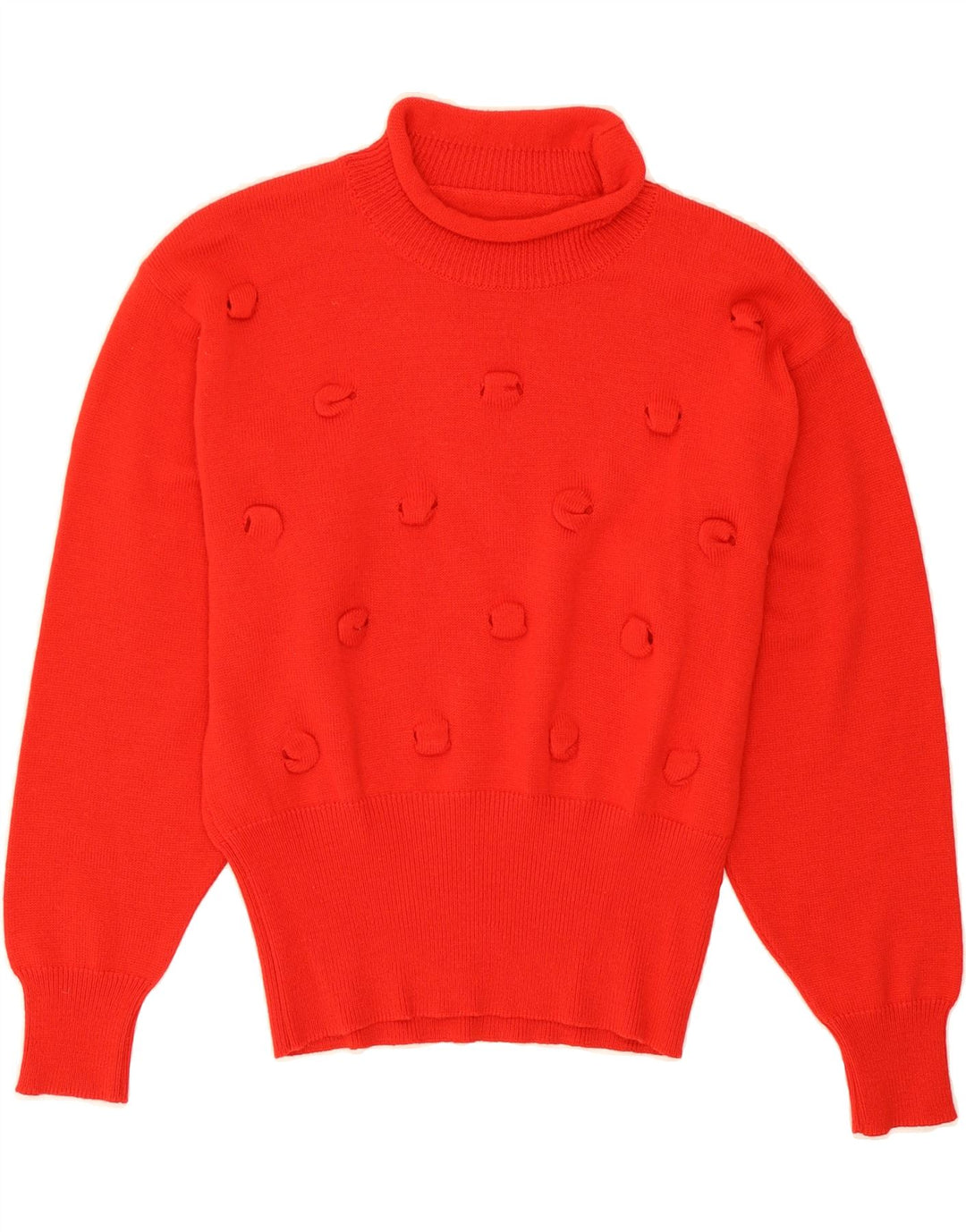 VINTAGE Womens Roll Neck Jumper Sweater UK 12 Medium Red Vintage Vintage and Second-Hand Vintage from Messina Hembry 