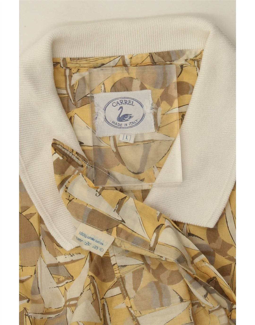 Carrel Mens Short Sleeve Shirt Large Yellow Geometric Cotton