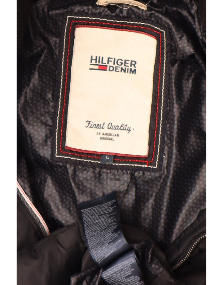 Tommy Hilfiger Womens Padded Coat UK 16 Large Black Polyester