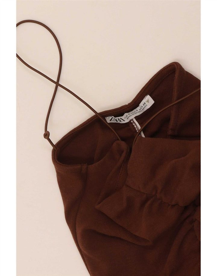 Zara Womens Crop Cami Top UK 8 Small Brown