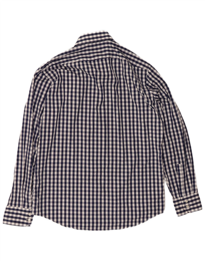 HUGO BOSS Mens Regular Fit Shirt Size 16 1/2 42 Large Navy Blue Gingham