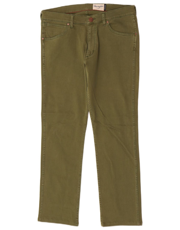 Wrangler Mens Greensboro Straight Casual Hose W32 L29 Grüne Baumwolle