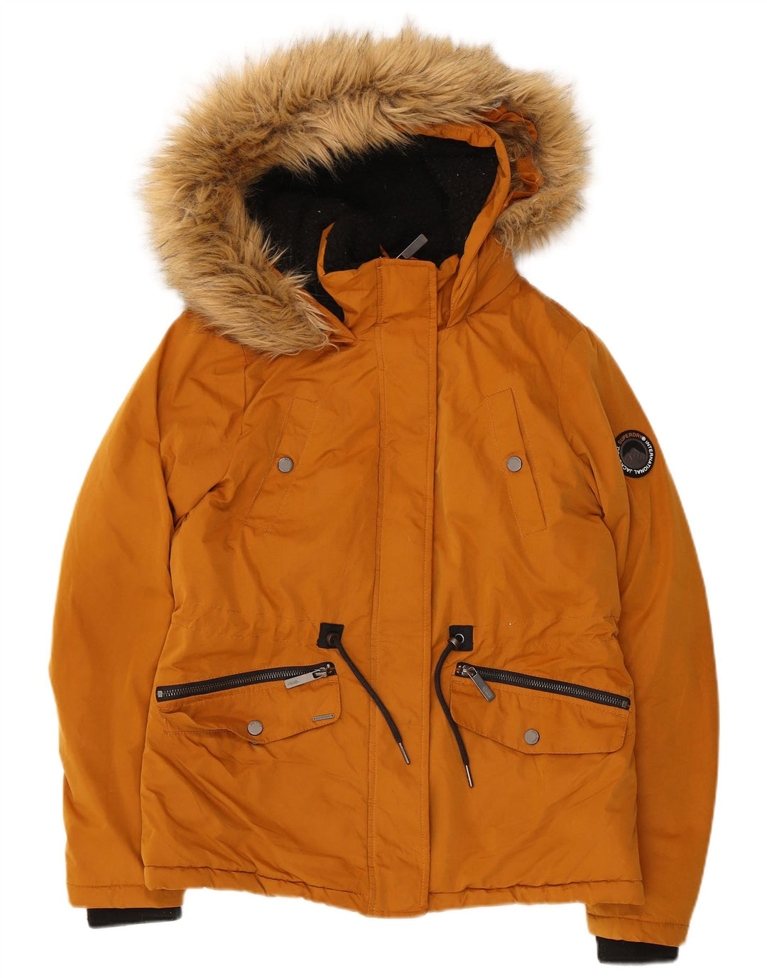 SUPERDRY Womens Hooded Windbreaker Jacket UK 8 Small Orange Polyester