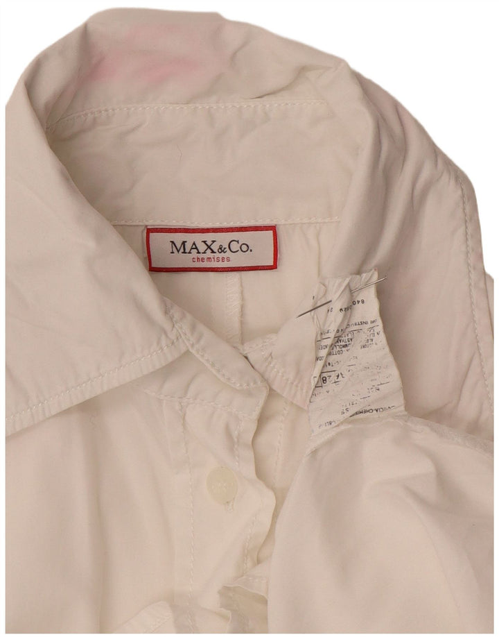 Max & Co. Womens Chemises Shirt UK 12 Medium White Cotton