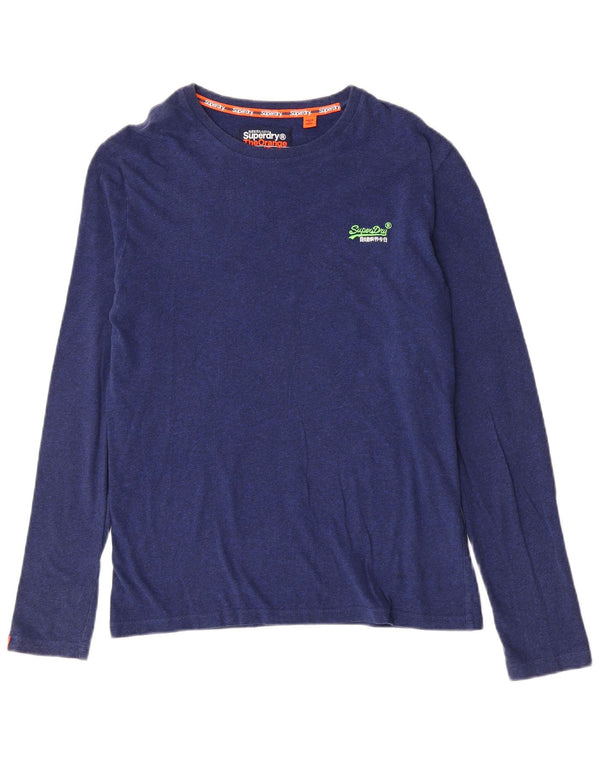 Superdry Herre Top Langærmet Medium Blå Flecked Bomuld