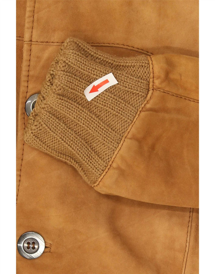 Jaqueta bomber masculina vintage de camurça IT 46 pequena bege
