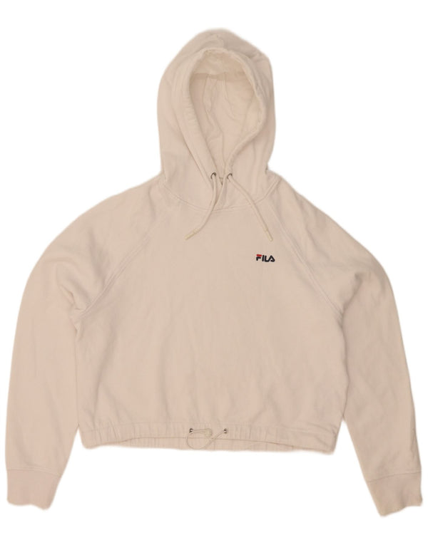 Fila Womens Crop Oversized Hoodie Jumper UK 6 XS Hvid Bomuld