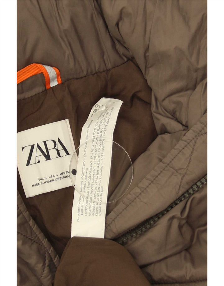 Zara ženski preveliki podstavljeni kaput s kapuljačom UK 10 Mali smeđi poliester