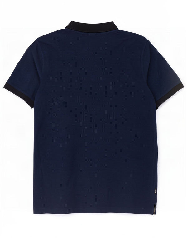 Polo Hugo Boss da uomo slim fit XL in cotone maculato blu navy