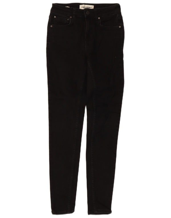 Superdry Womens Skinny Jeans W24 L30 Black Cotton