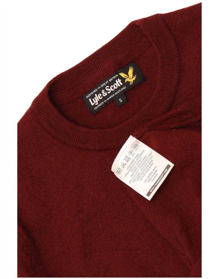 Lyle & Scott Herre sweater med rund hals, lille rødbrun Merinould