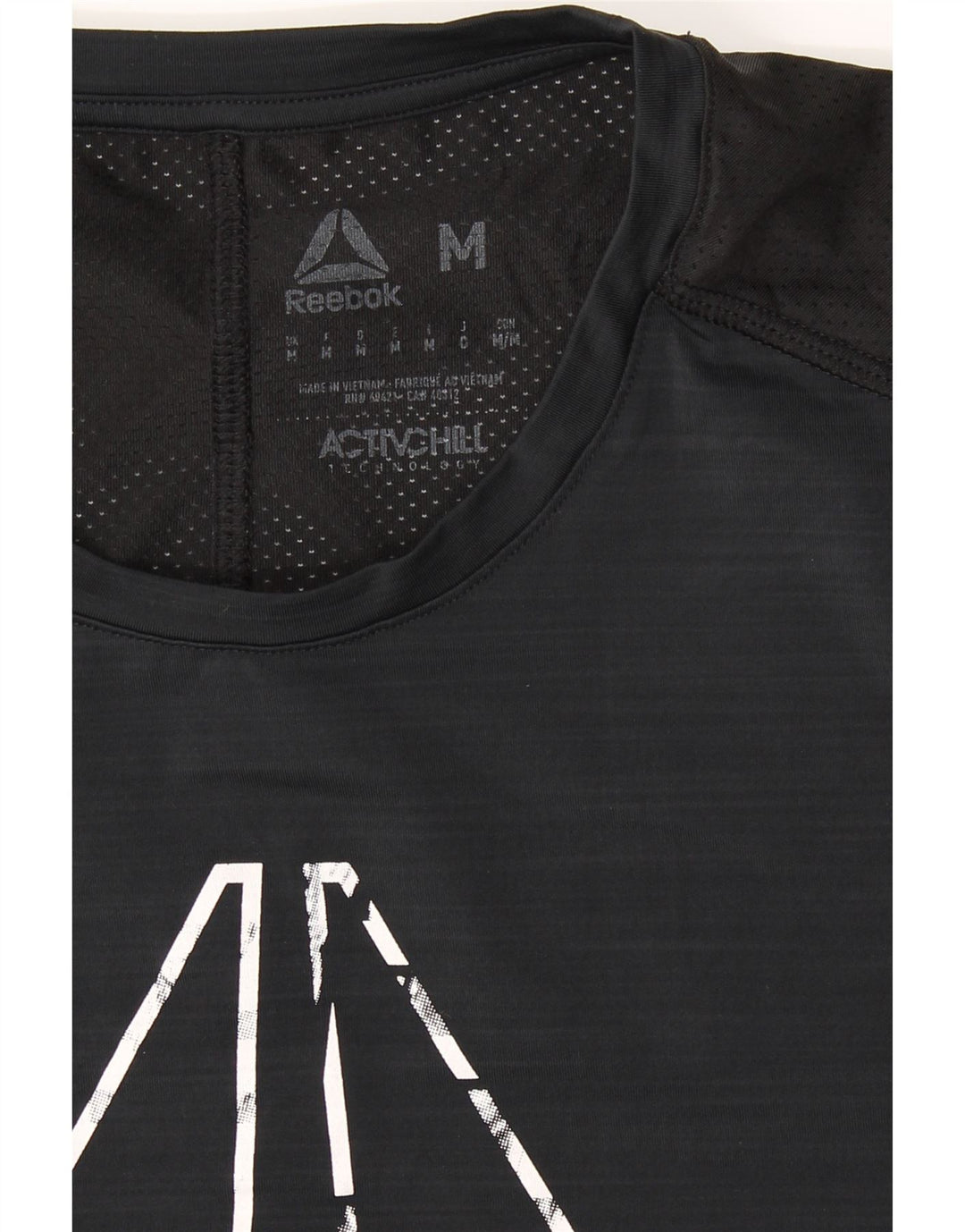 REEBOK Mens Graphic T-Shirt Top Medium Black Polyester Vintage Reebok and Second-Hand Reebok from Messina Hembry 