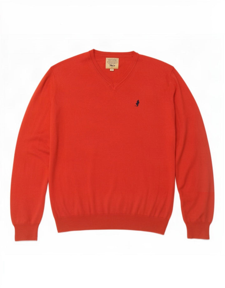 Maglione da uomo con scollo a V Marlboro Classics rosso medio