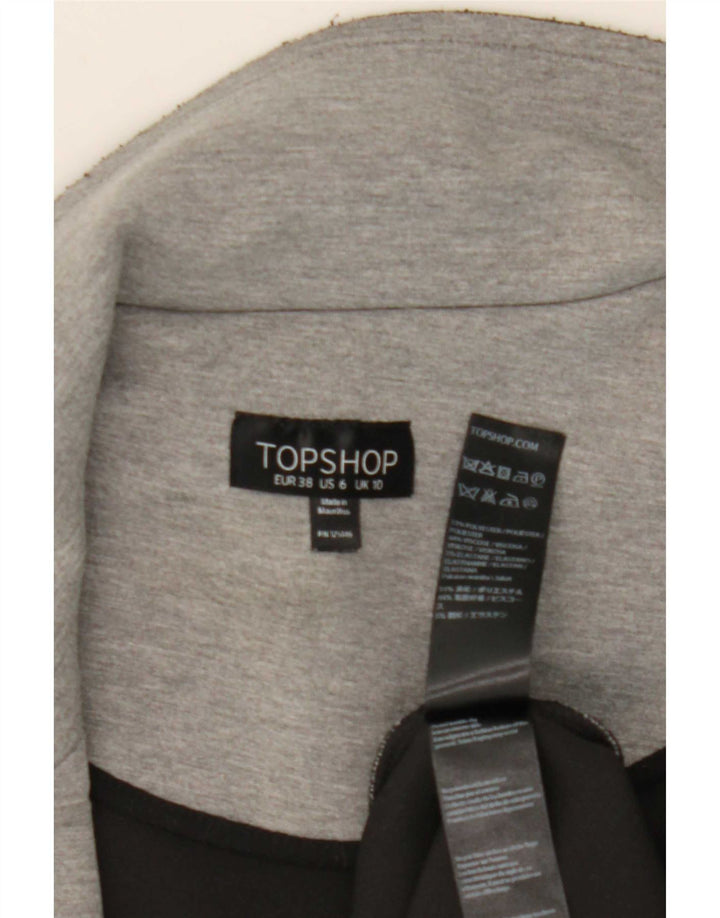 Topshop Womens Longline Open Gilet UK 10 Small Grey Polyester