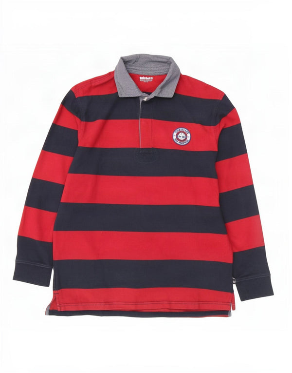 Polo da rugby da uomo a maniche lunghe Timberland XL in cotone a righe rosse