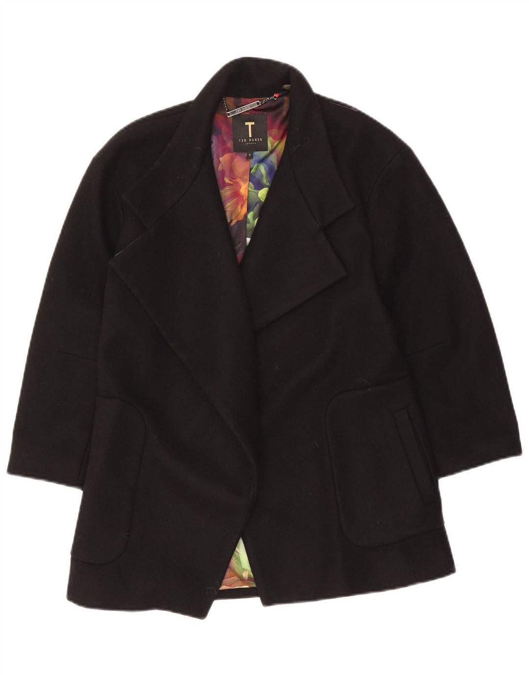 Ted Baker Womens Oversized Åben overfrakke Størrelse 1 XS Sort