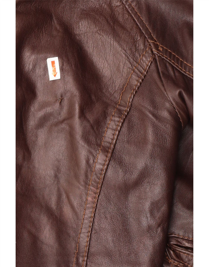 Sandro Ferrone Giacca in pelle corta da donna UK 18 XL Marrone
