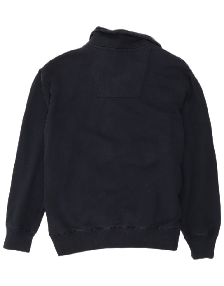 Nautica Mens Zip Neck Sweatshirt Jumper Medium Navy Blue Cotton
