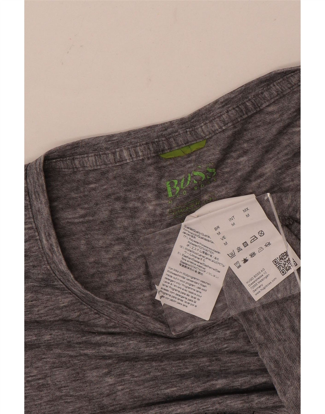 Hugo Boss Mens T-Shirt Top Medium Grey Geometric Polyester