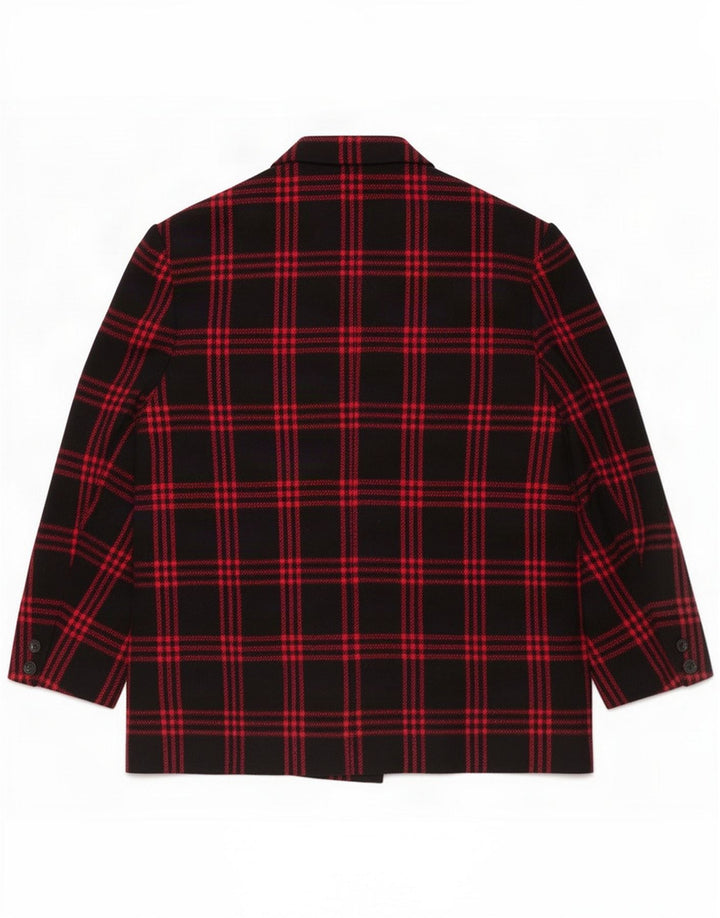 Planet Womens Double Breasted Blazer Jacket UK 16 Large Black Plaid Wool