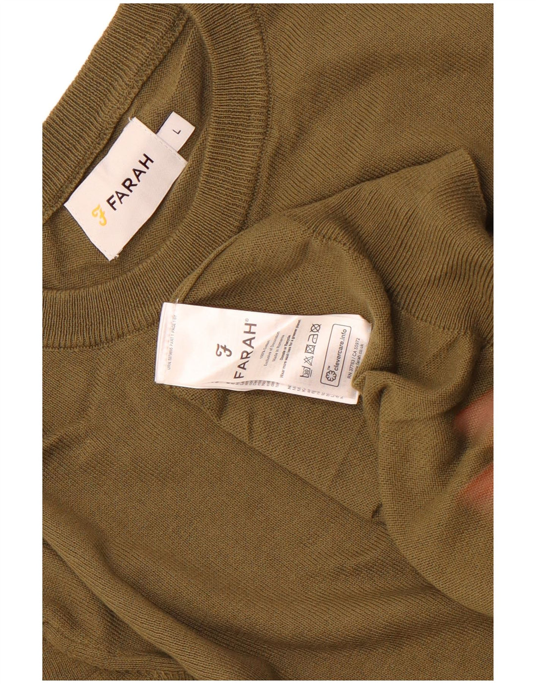 Farah Mens Crew Neck Jumper Sweater Large Khaki Cotton