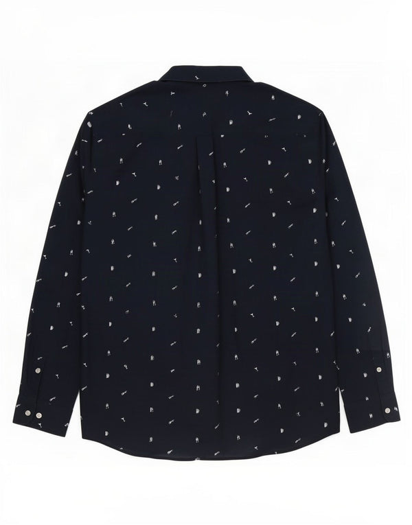 Penguin - Camisa con estampado abstracto para hombre, talla 2XL, algodón azul marino