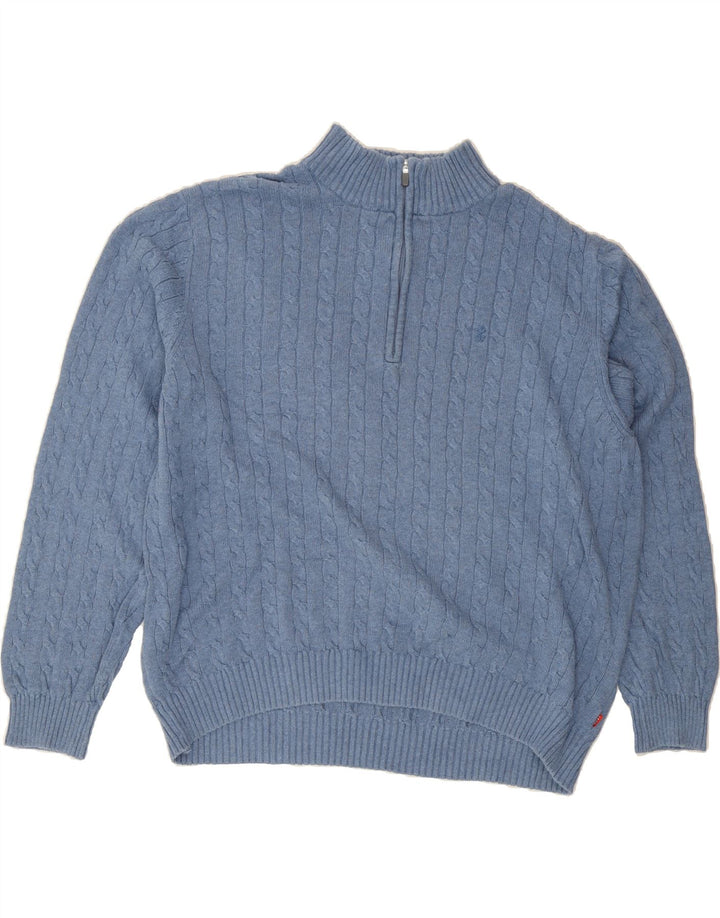 IZOD Mens Zip Neck Jumper Sweater 2XL Blue Cotton Vintage Izod and Second-Hand Izod from Messina Hembry 