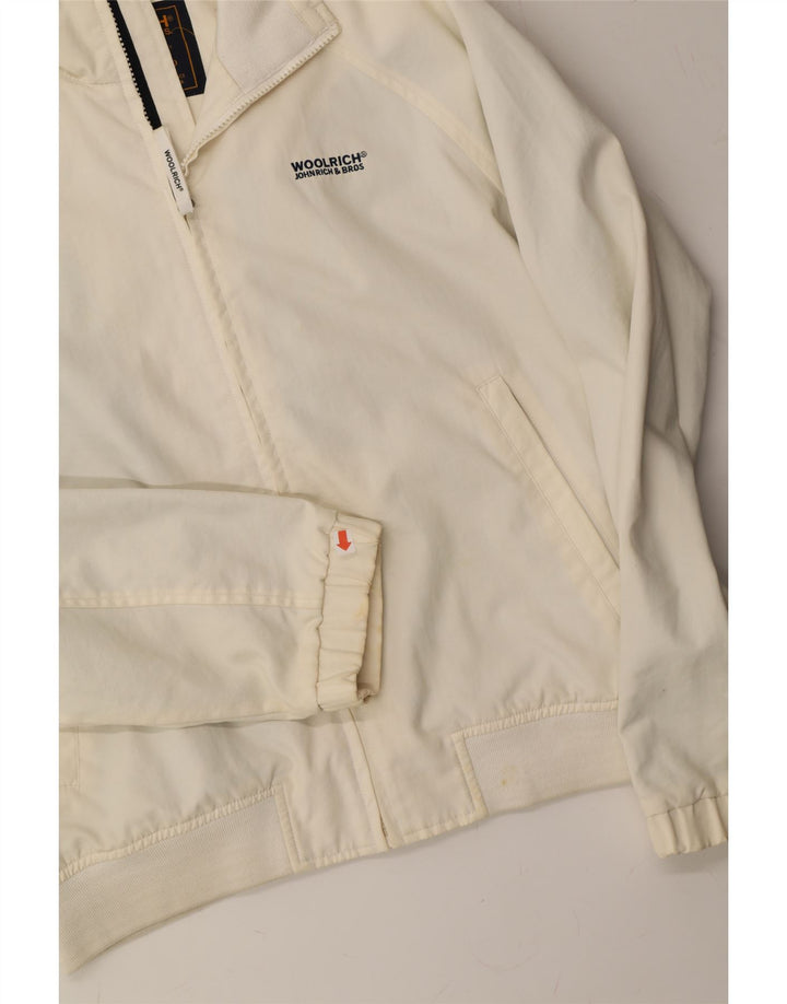 WOOLRICH Mens Bomber Jacket UK 38 Medium White Polyester Vintage Woolrich and Second-Hand Woolrich from Messina Hembry 