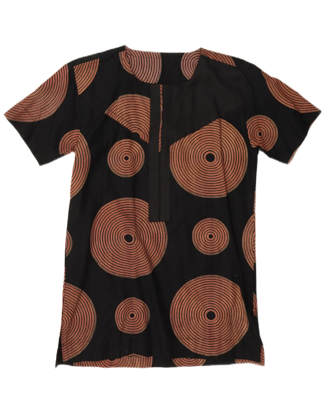 Vintage Womens Tunic Top UK 14 Large Black Geometric
