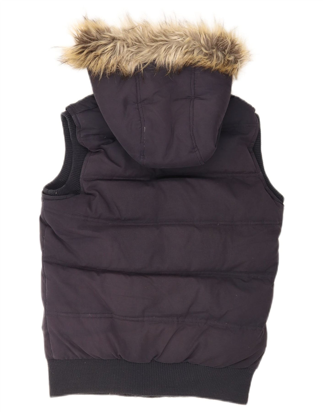 Fat Face Womens Hooded Padded Gilet UK 8 Small Navy Blue Polyester