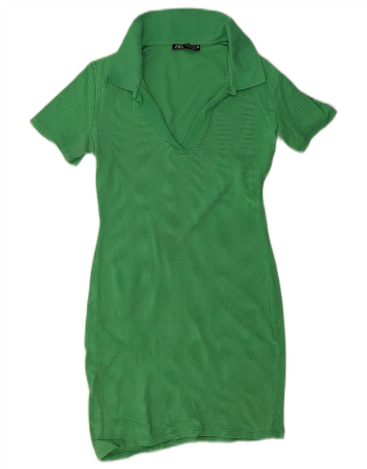 Zara Womens Polo Dress UK 8 Small Green