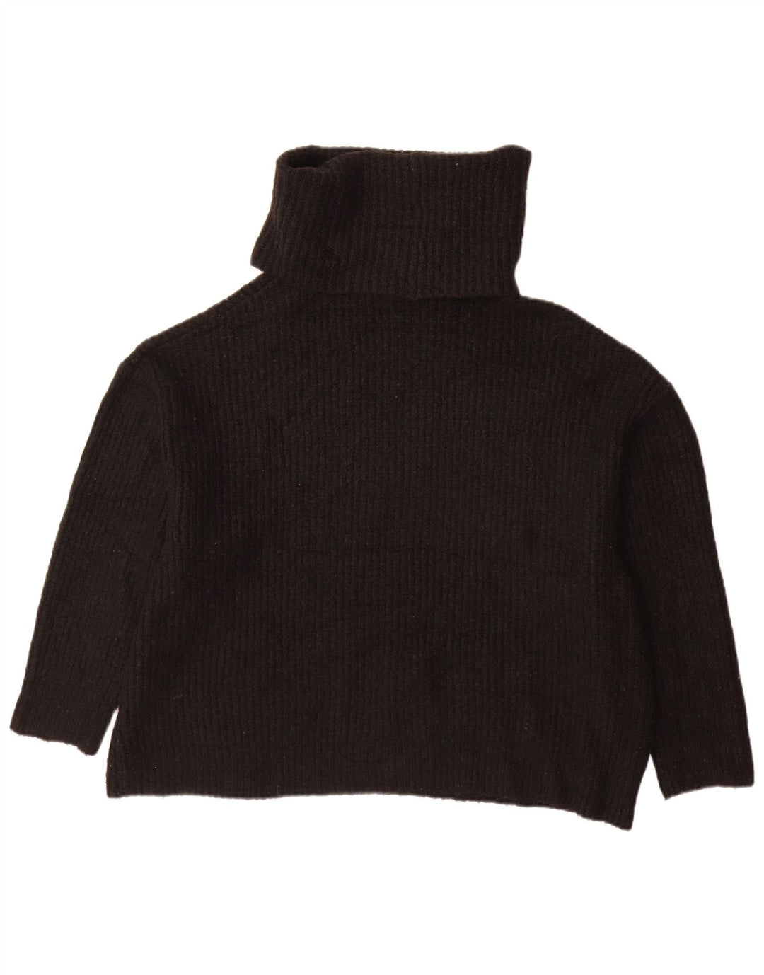 Zara Womens Oversized Roll Neck Jumper Sweater UK 10 Small Black Acrylic