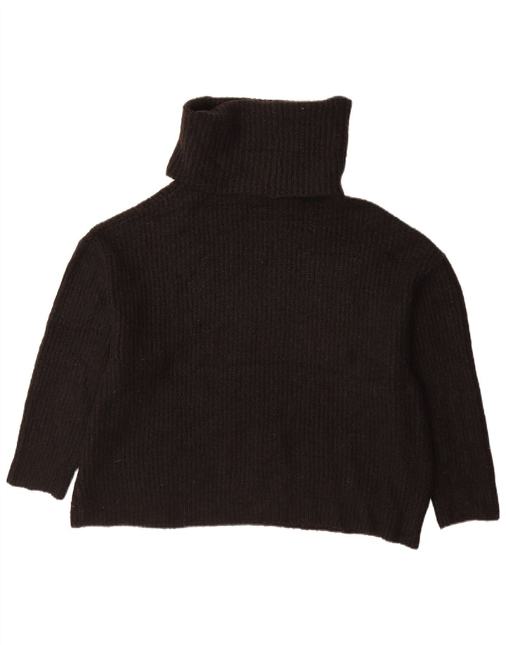 Zara Womens Oversized Roll Neck Jumper Sweater UK 10 Small Black Acrylic