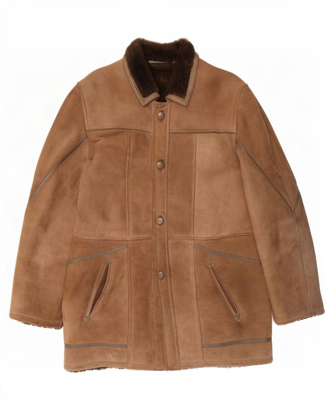 Vintage Ανδρικό Shearling Jacket IT 48 Medium Brown