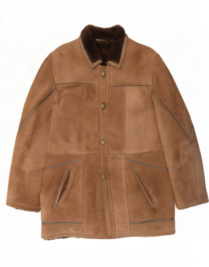Vintage Ανδρικό Shearling Jacket IT 48 Medium Brown