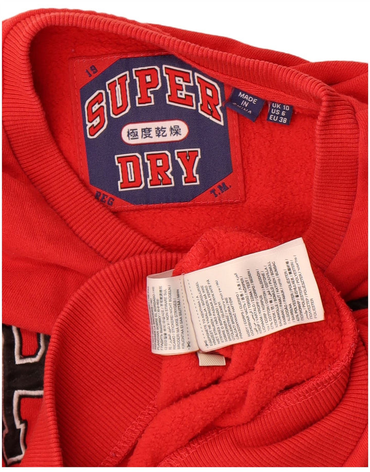 Superdry Womens Graphic Oversized Sweatshirt Jumper UK 10 Small Red Cotton