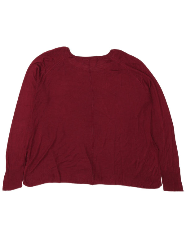 Damski sweter Zara z dekoltem w łódkę UK 18 XL Burgundowa wiskoza