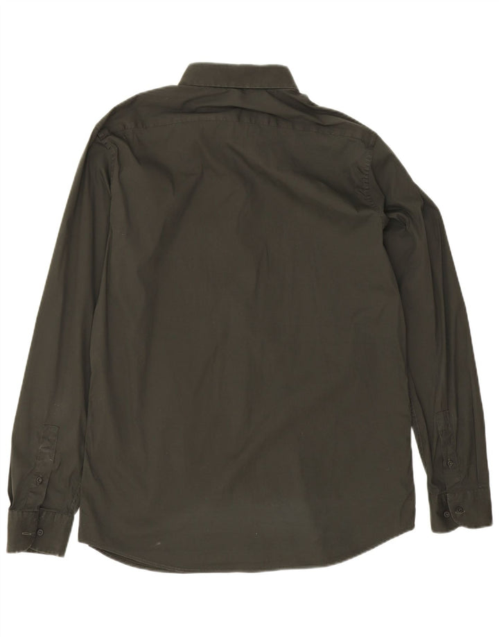 Massimo Dutti Mens Shirt Large Green Cotton