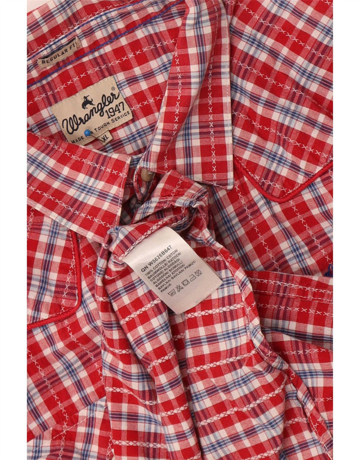 Wrangler Mens Regular Fit Shirt XL Red Check Cotton