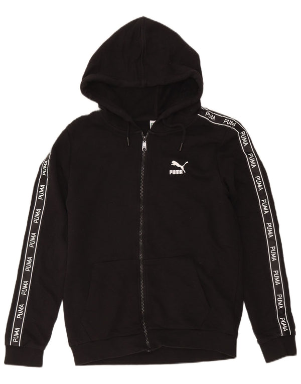 Suéter feminino Puma com capuz e zíper gráfico UK 10 pequeno algodão preto