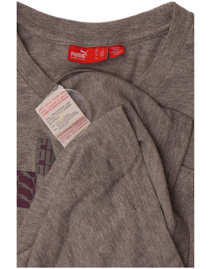 Puma Mens Graphic T-Shirt Top Large Grey Flecked Cotton