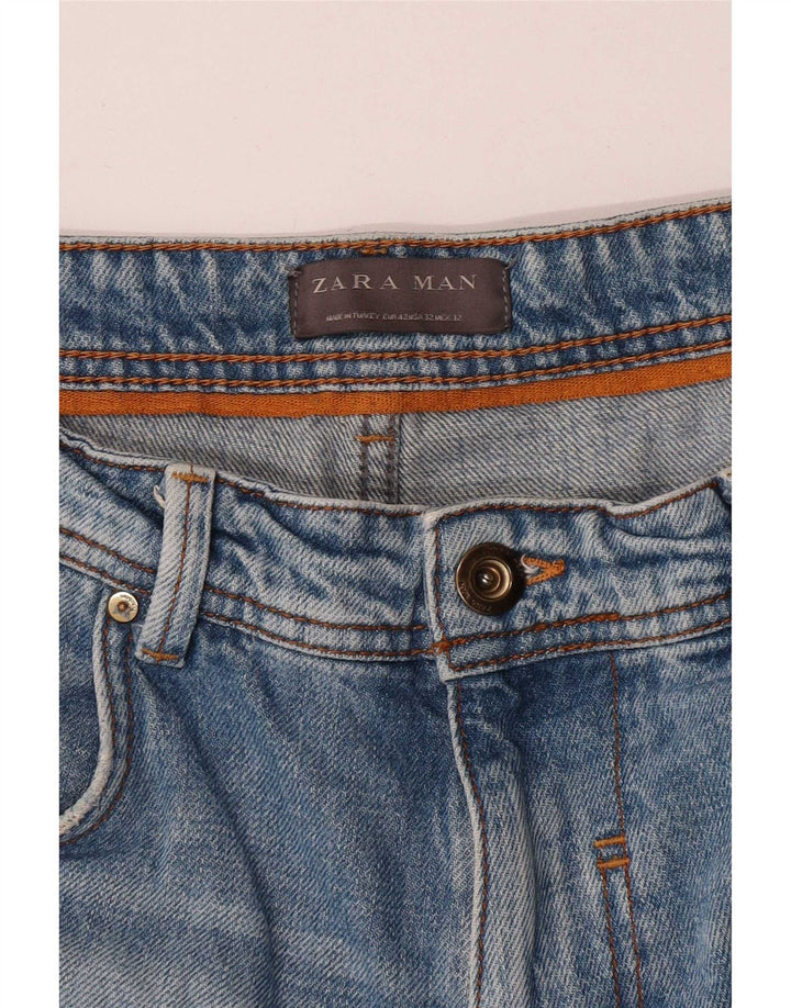 Zara Herre Distressed Denim Shorts EU 42 Large W32 Blue
