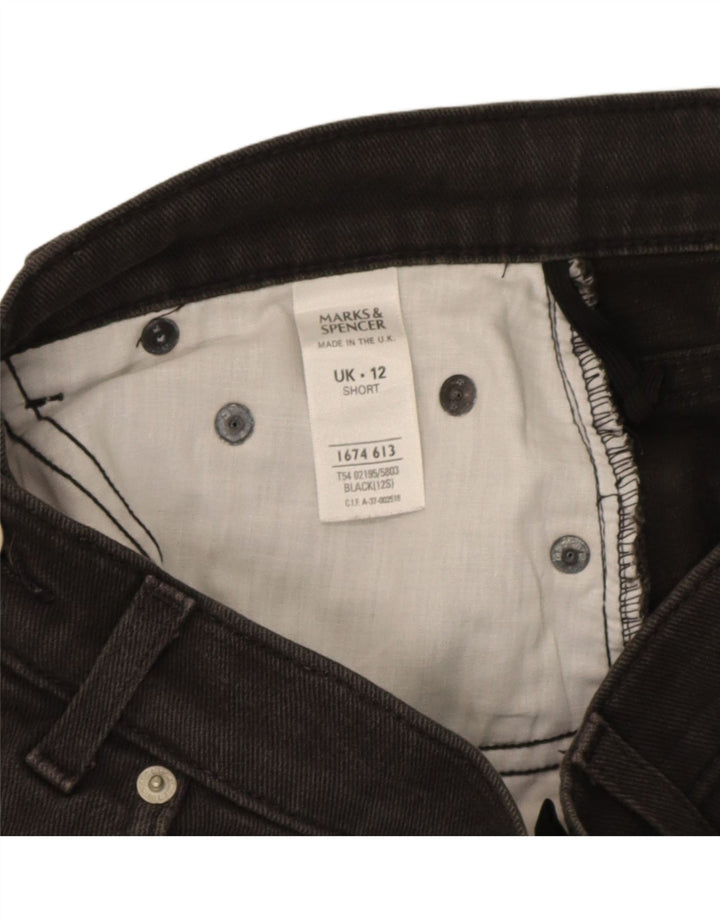 Marks & Spencer Womens Crop Straight Jeans UK 12 Medium W28 L25 Black